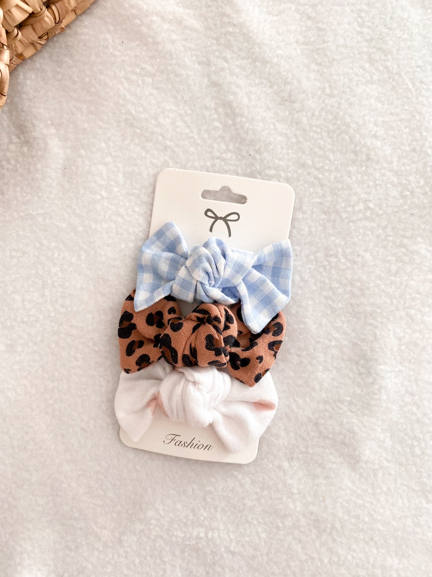 Trio barrette vichy bleu