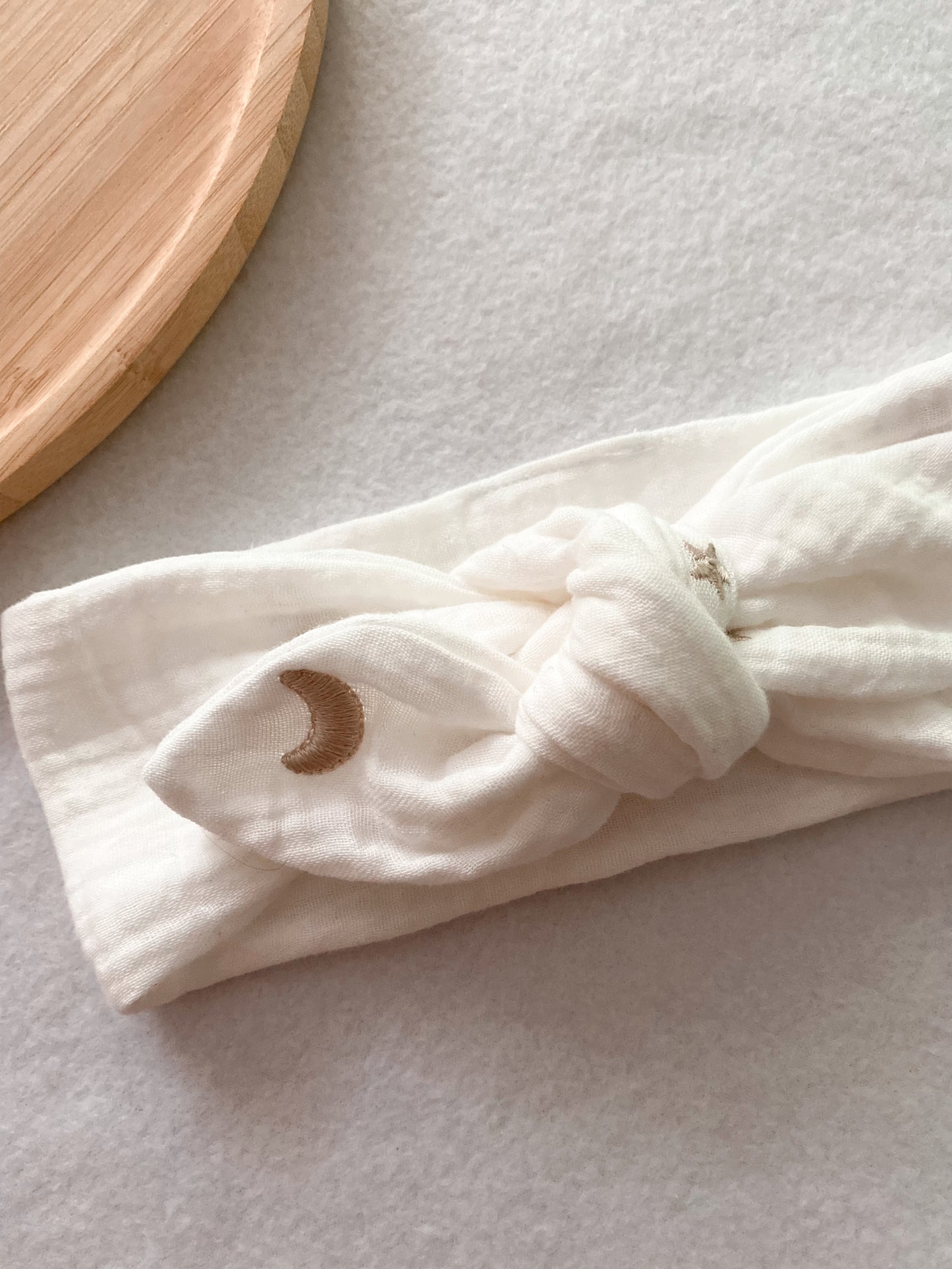 Bandeau bébé fille - bandeau double gaze de coton blanc