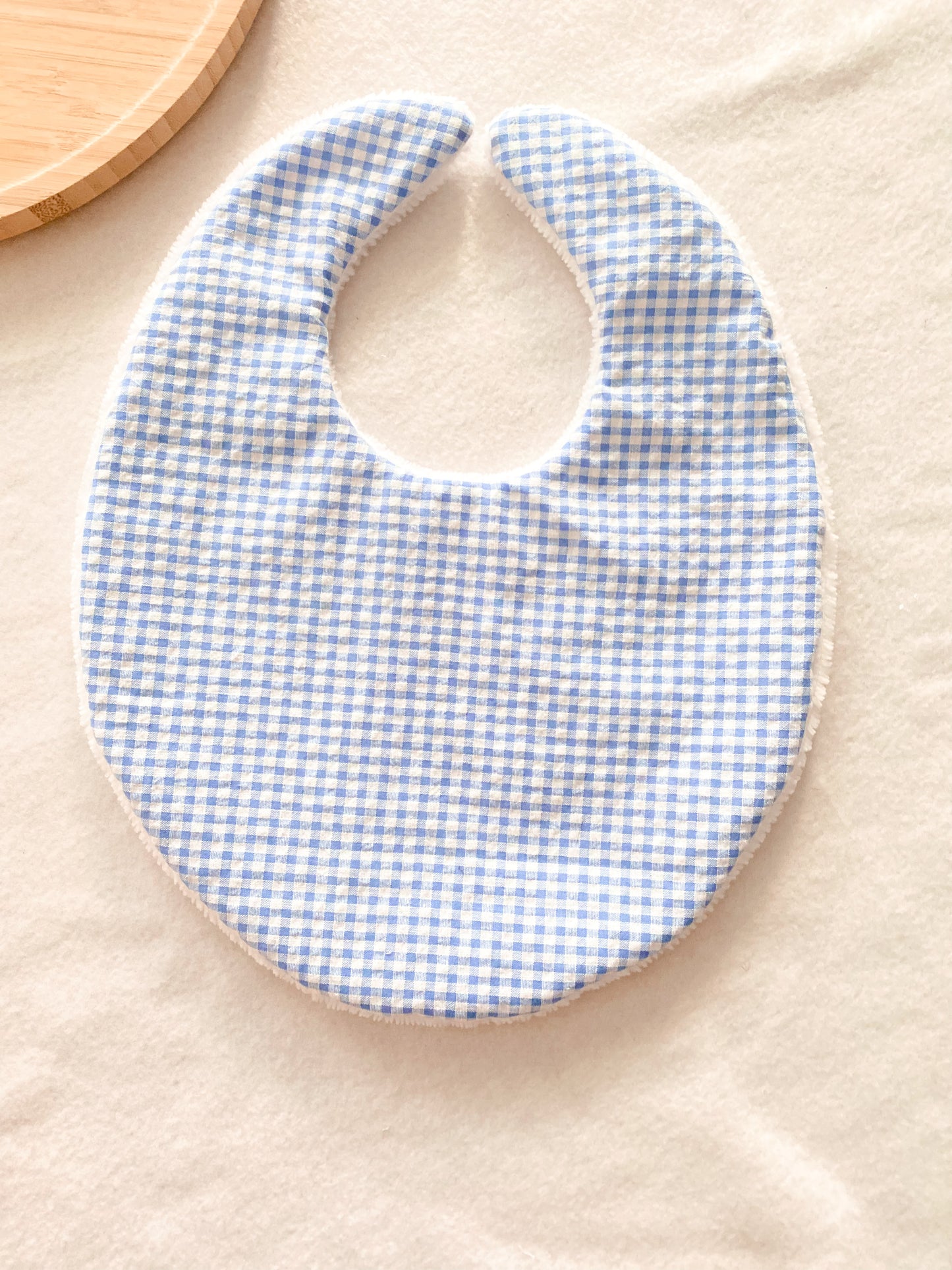 Bavoir bébé - bavoir rond - bavoir vichy bleu