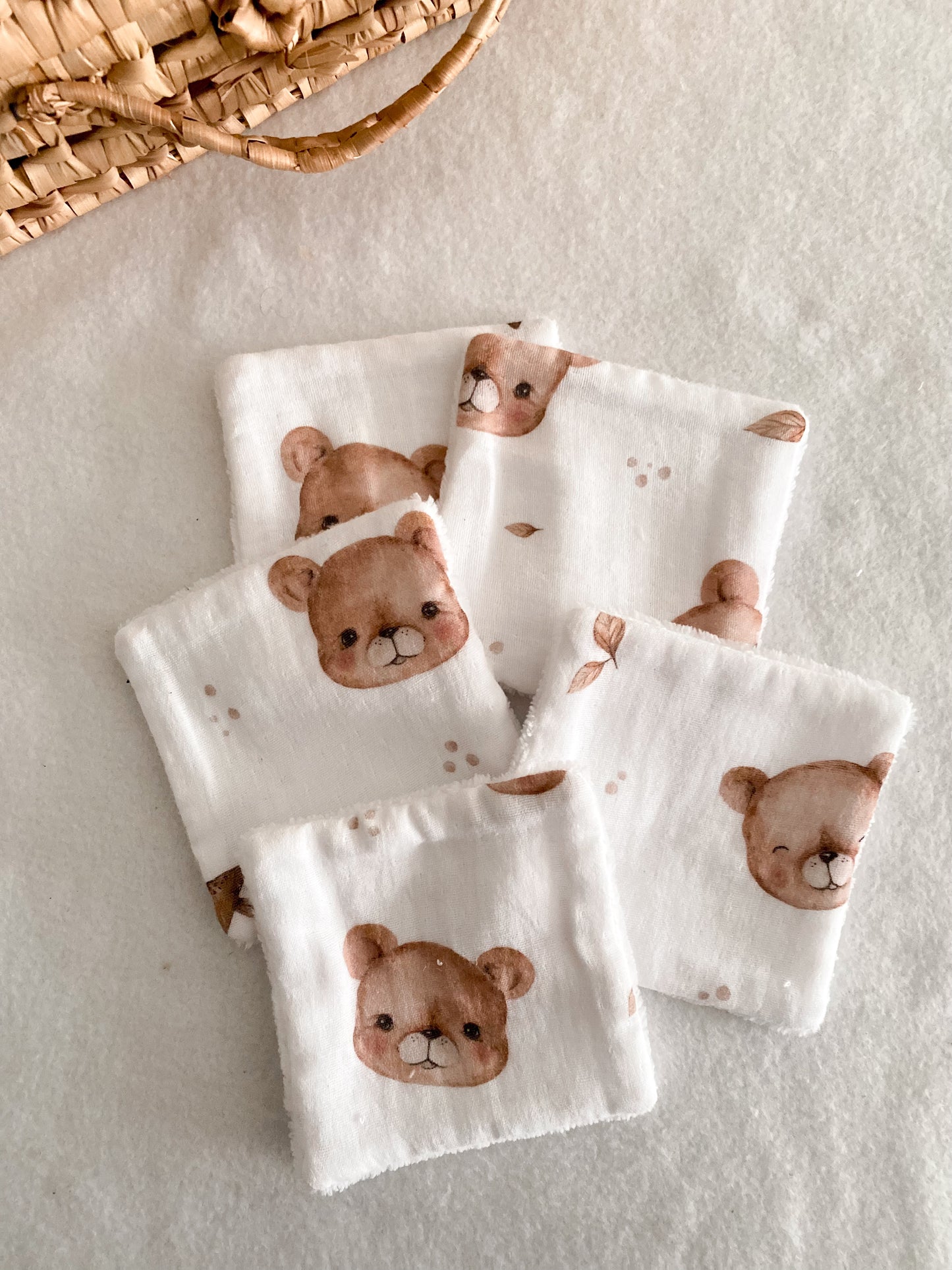 Lot de 5 cotons lavables oursons