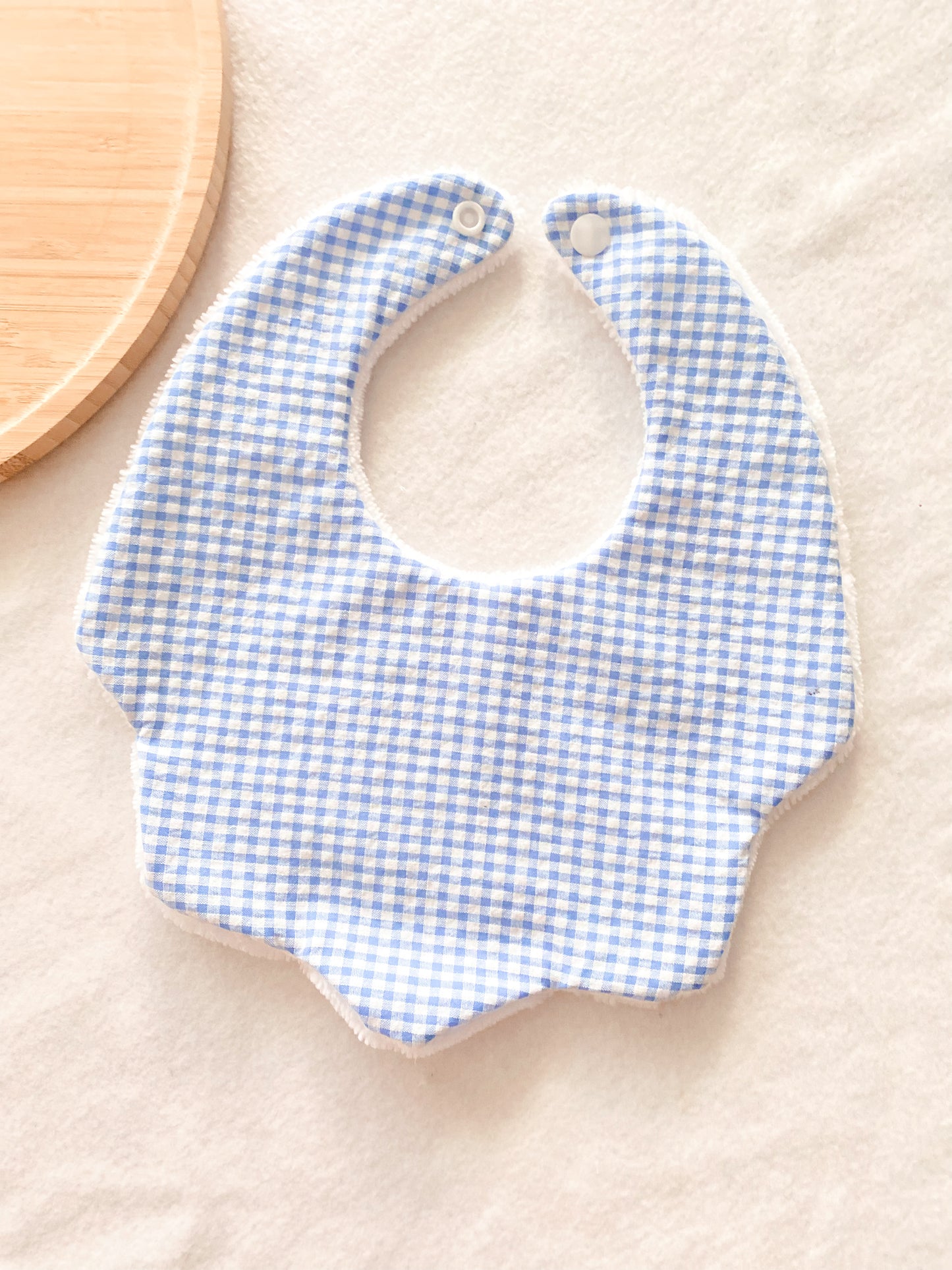 Bavoir pétale - bavoir bébé - bavoir vichy bleu