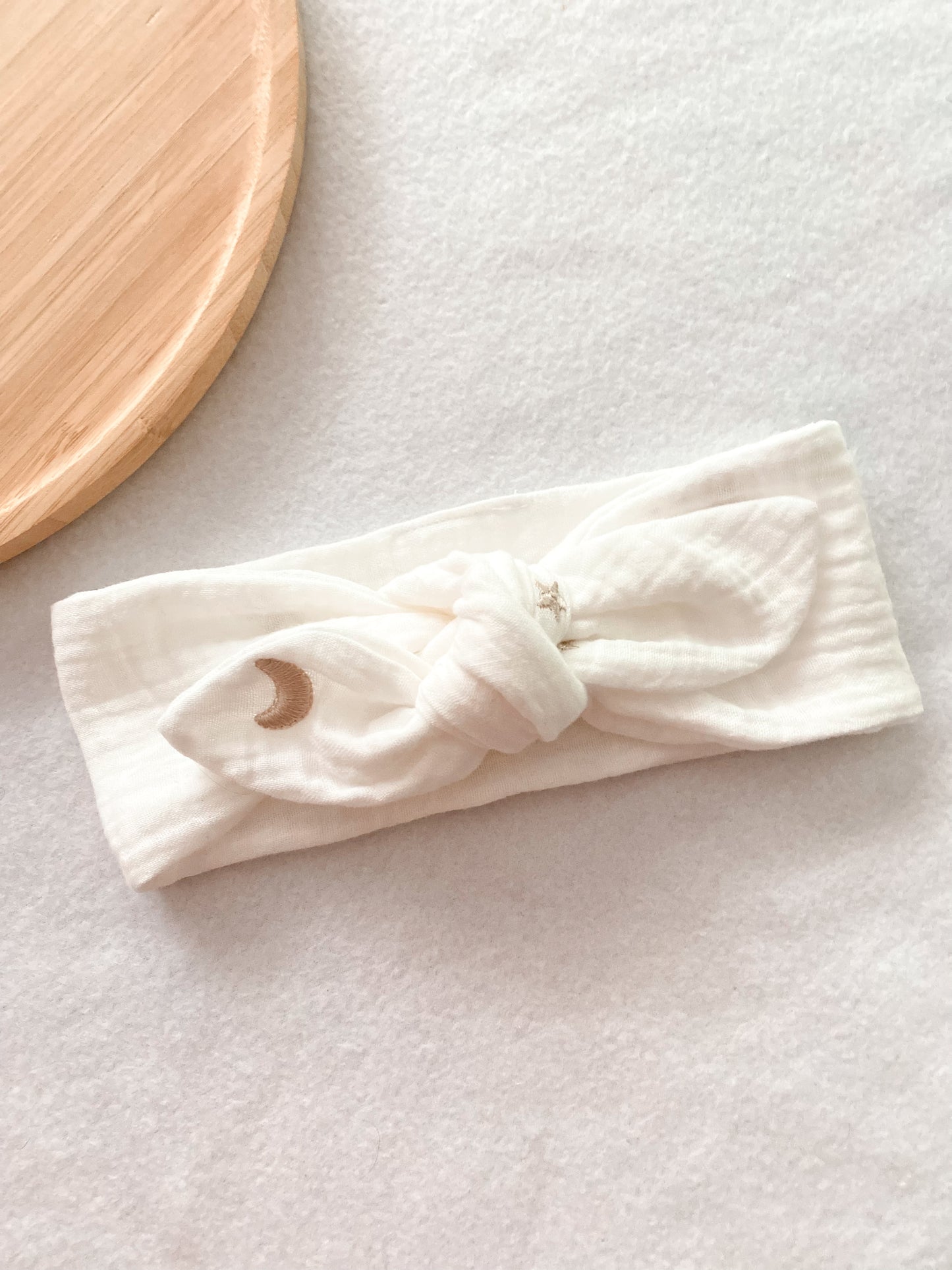 Bandeau bébé fille - bandeau double gaze de coton blanc