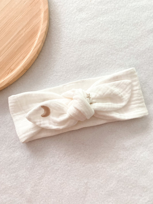 Bandeau bébé fille - bandeau double gaze de coton blanc
