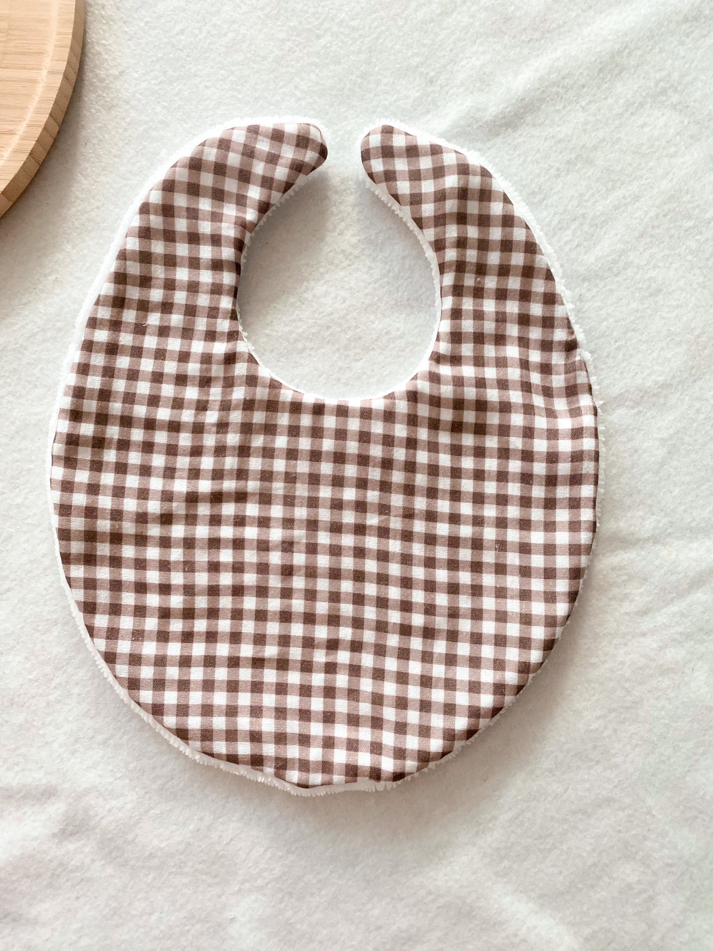Bavoir bébé - bavoir rond - bavoir vichy marron