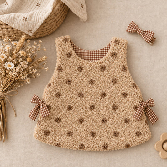 Pull sans manches - plastron enfant moumoute beige