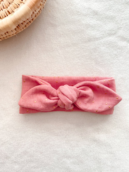 Bandeaux cheveux - bandeaux naissance - rose thé doré
