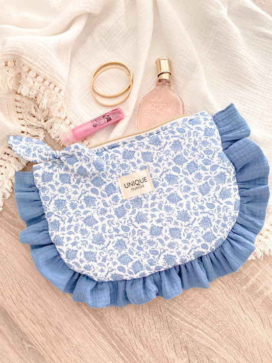 Pochette froufrou bleu azur