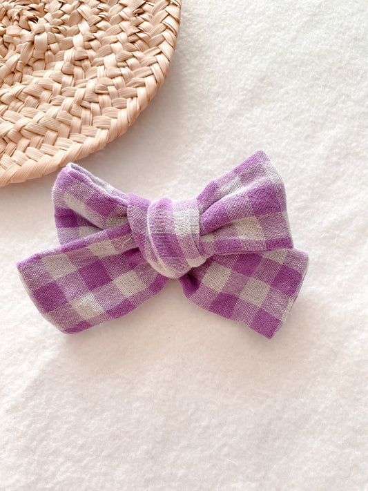 Barrette ou chouchou ou bandeau vichy violet