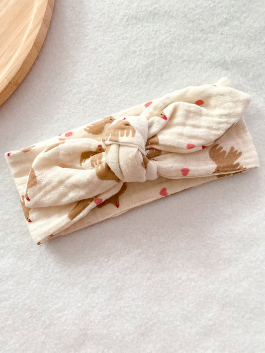 Bandeau bébé fille - bandeau double gaze de coton motif oiseaux