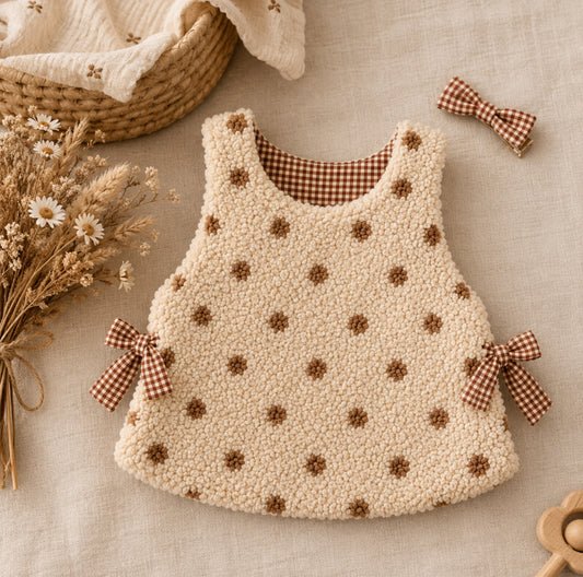 Pull sans manches - plastron enfant moumoute écru