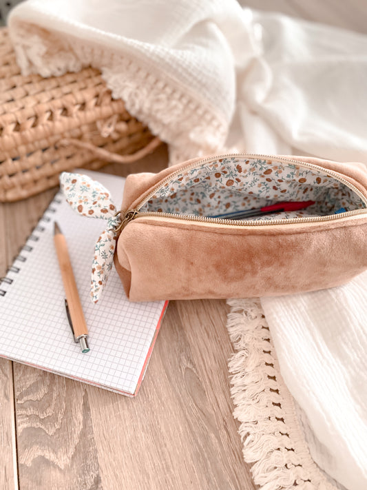 Trousse d'école fleurie bleu