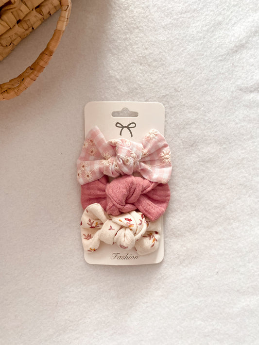 Trio de barrettes - set de barrettes assorties - trio de barrettes roses