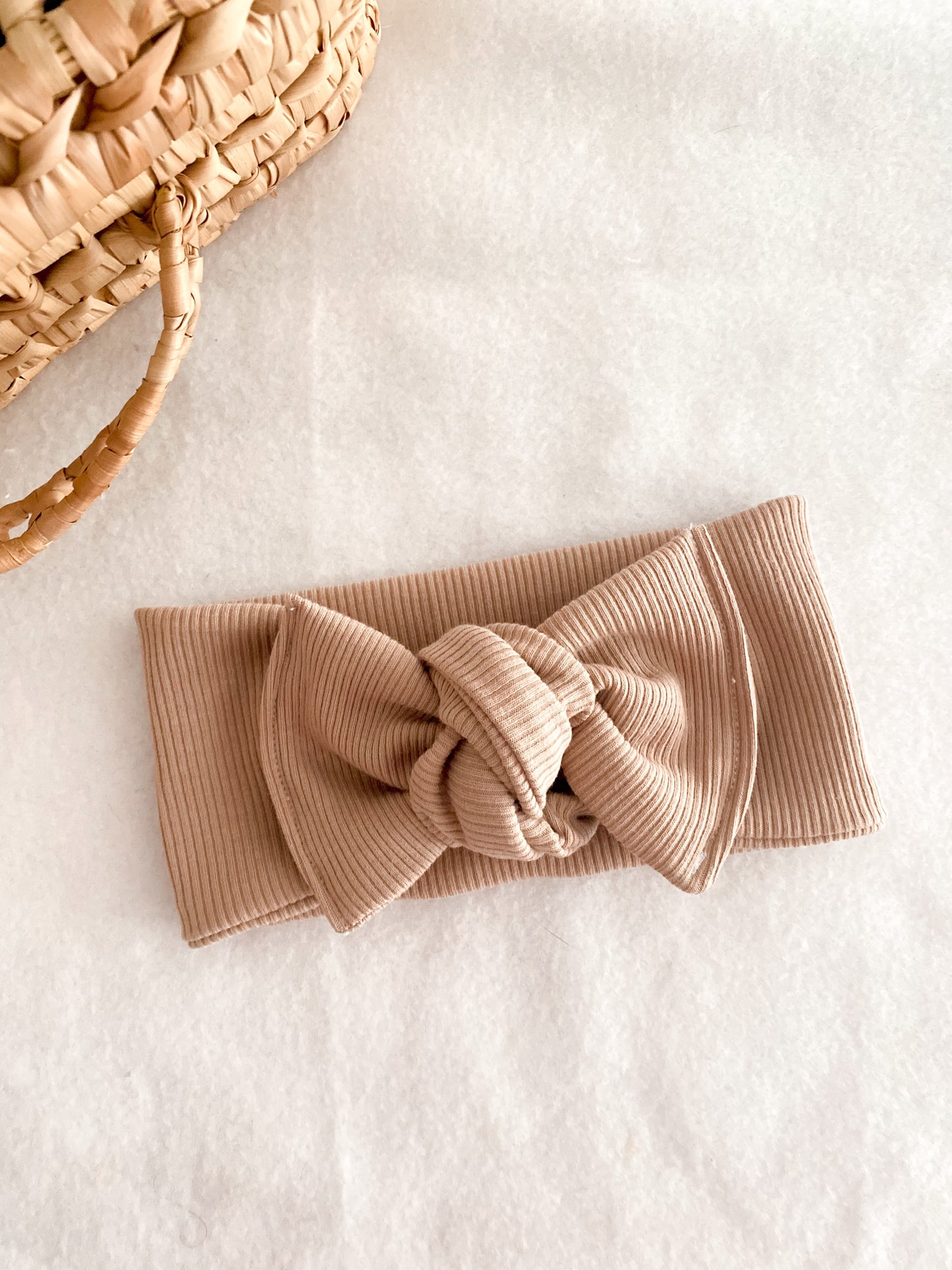 Bandeau Bébé Fille - bandeau Jersey Côtelé Beige