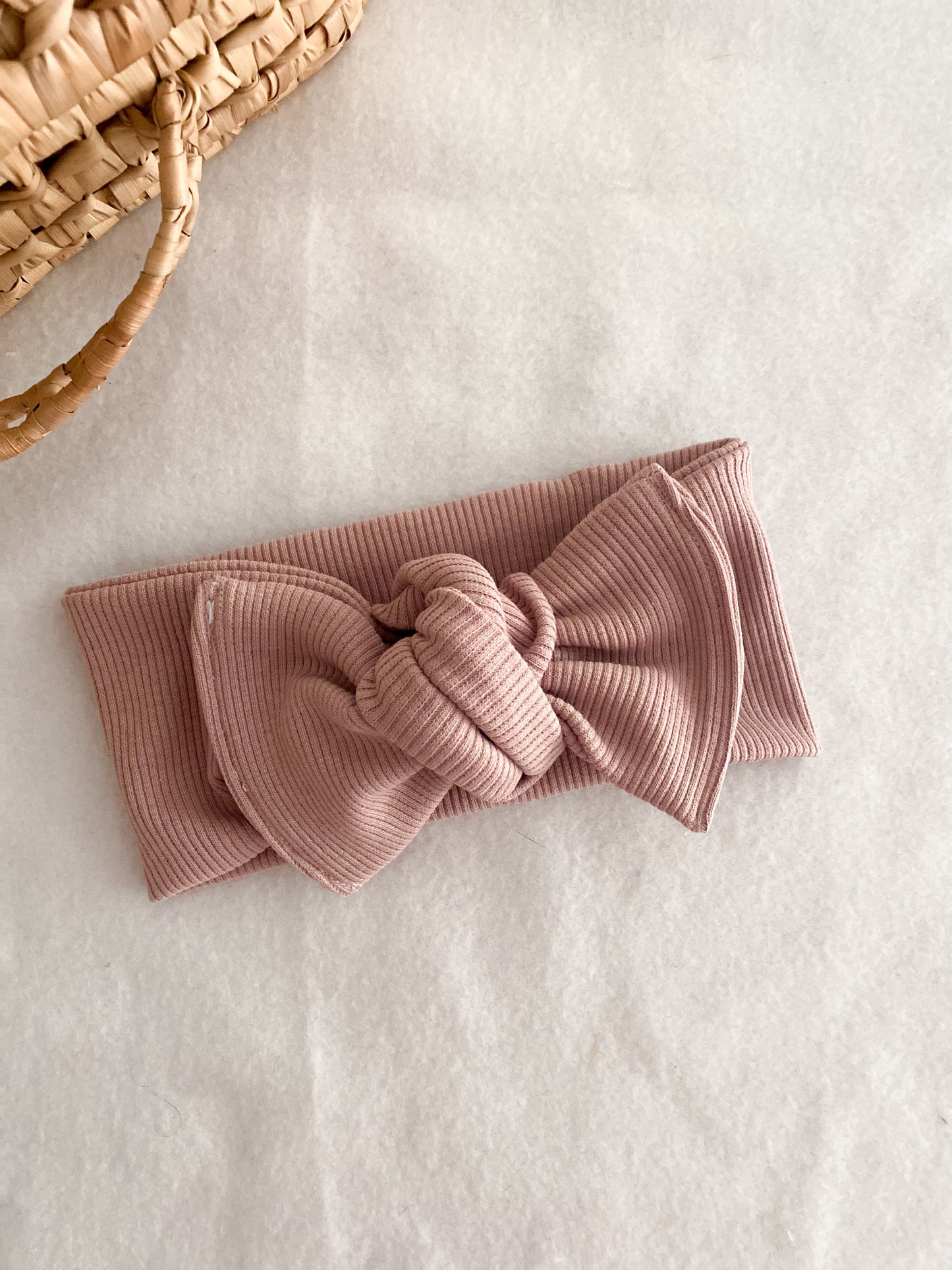 Bandeau Bébé Fille - bandeau Jersey Côtelé Vieux Roses