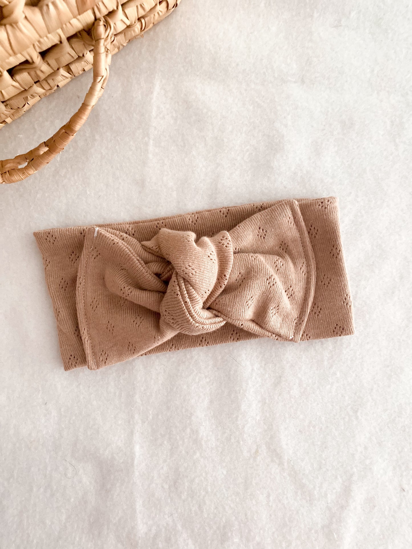 Bandeau Bébé Fille - bandeau Jersey Pointelle Cacao