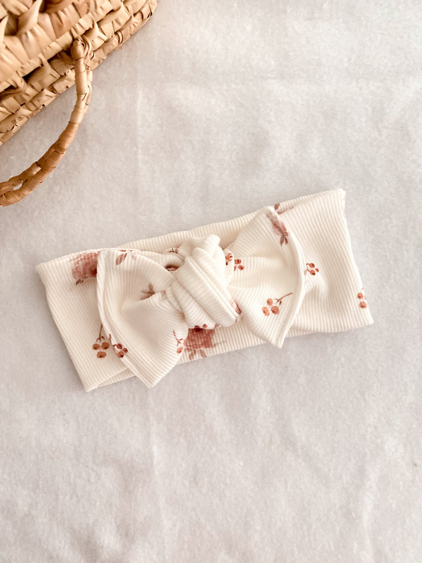 Bandeau Bébé Fille - bandeau Jersey Côtelé Fleuri Roses