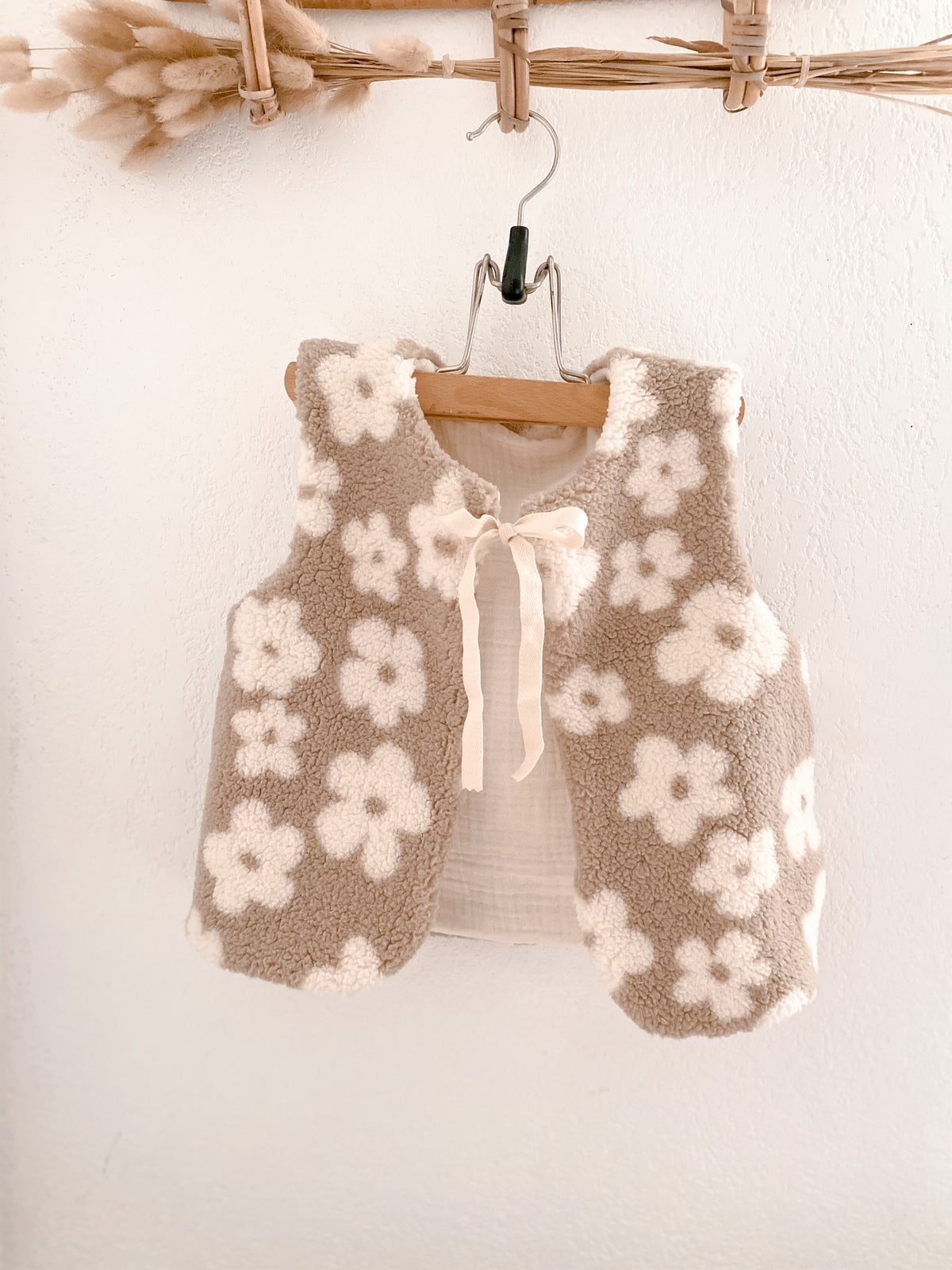 Gilet moumoute reversible fleurie