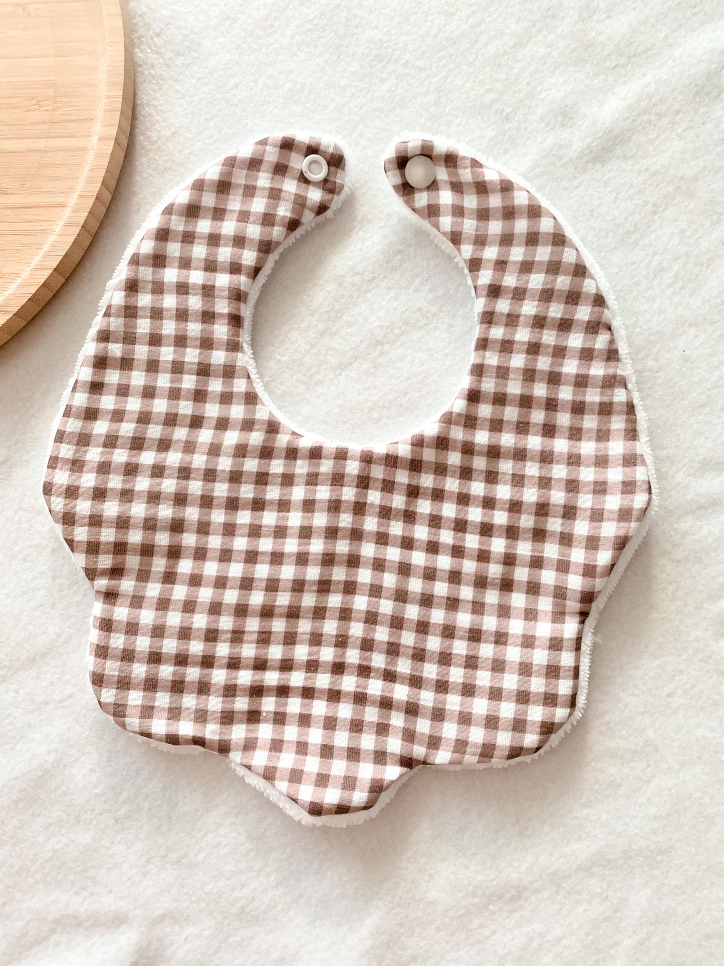 Bavoir pétale - bavoir bébé - bavoir vichy marron