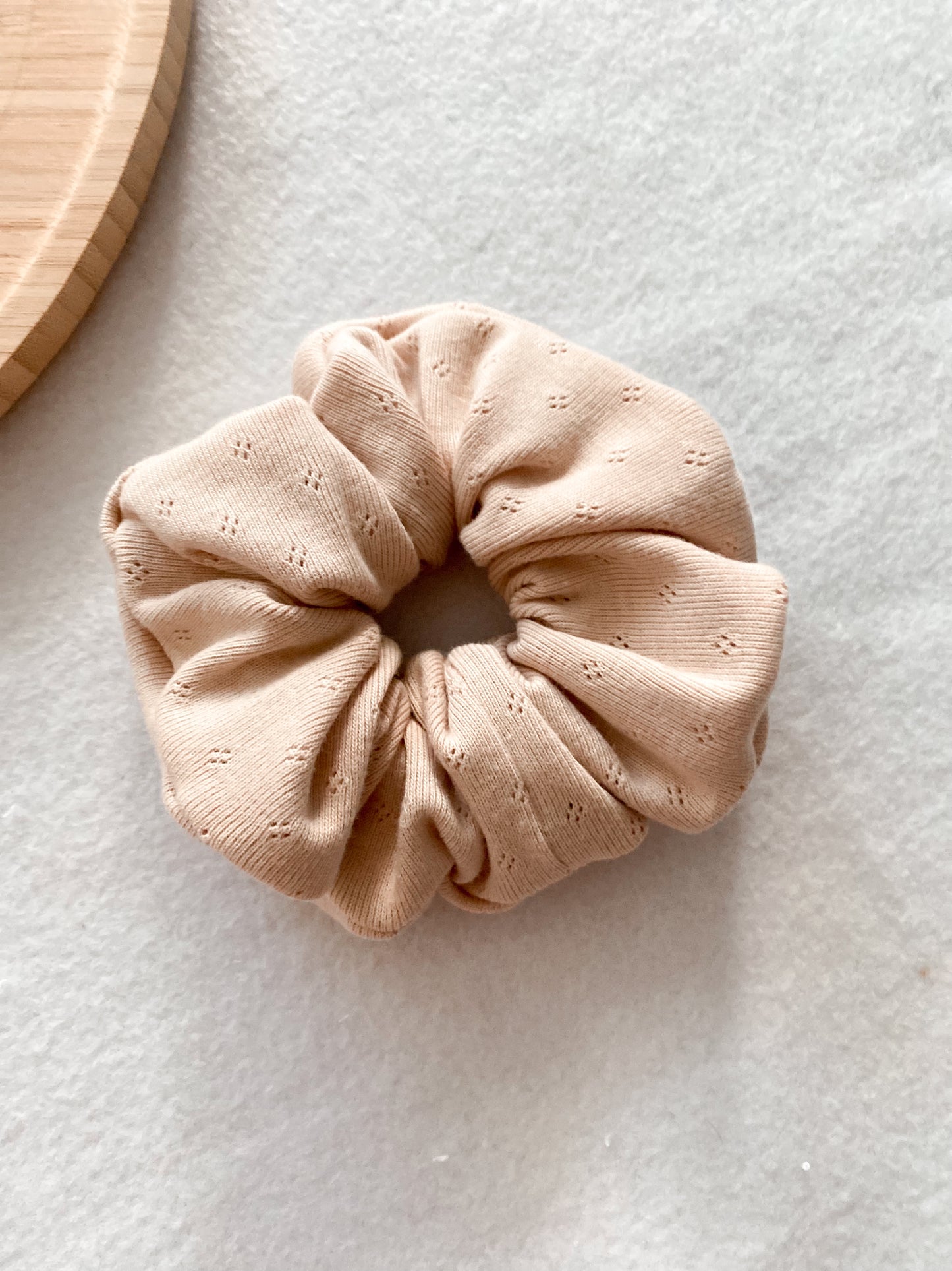 Chouchou cheveux - chouchou jersey pointille beige