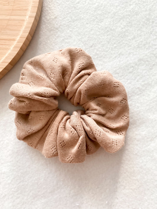 Chouchou cheveux - chouchou jersey pointelle cacao