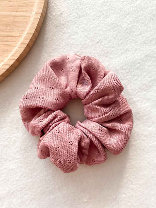 Chouchou cheveux - chouchou jersey pointelle vieux roses