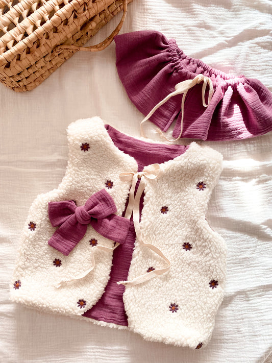Gilet moumoute reversible violette